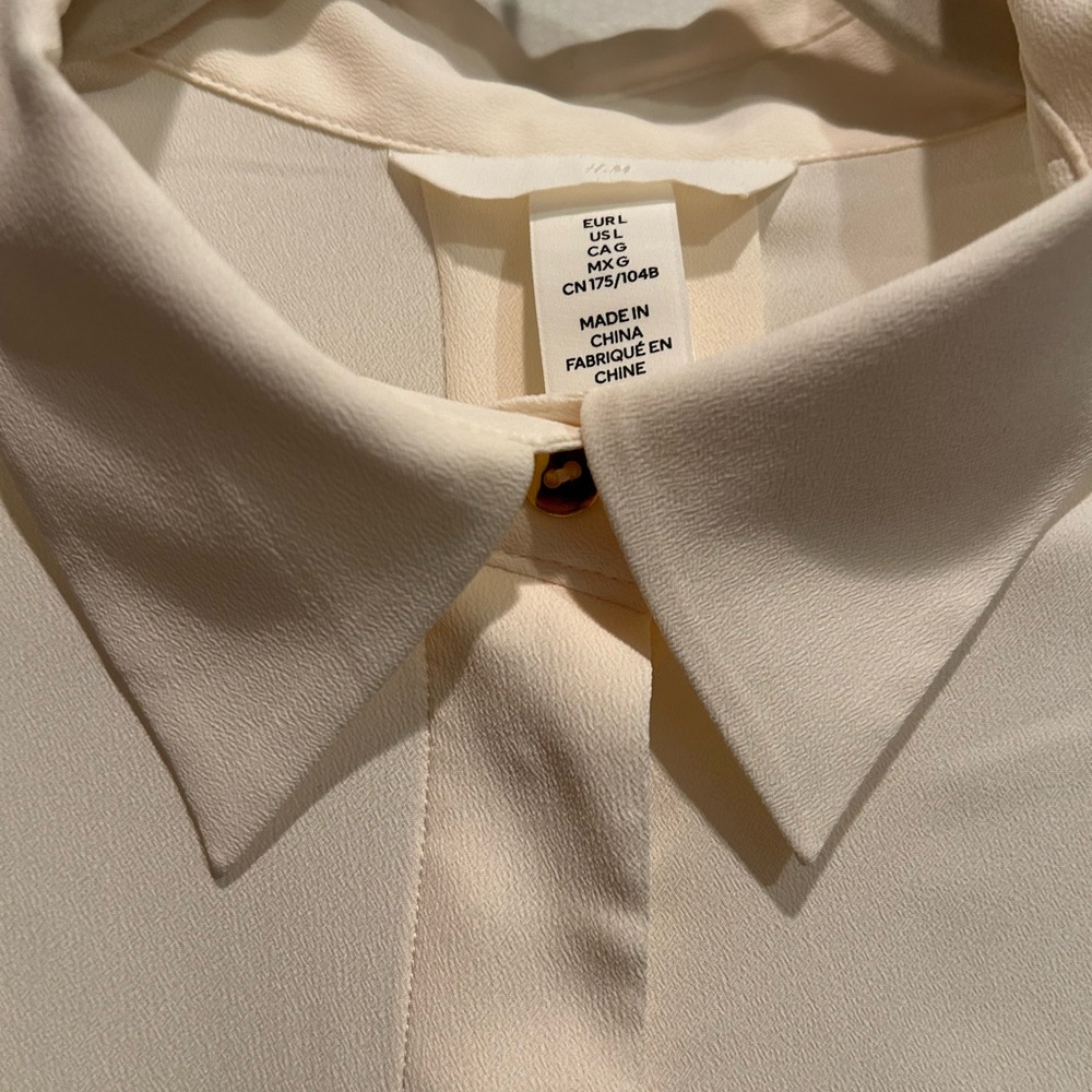 H&M Cream Blouse with Gold Button